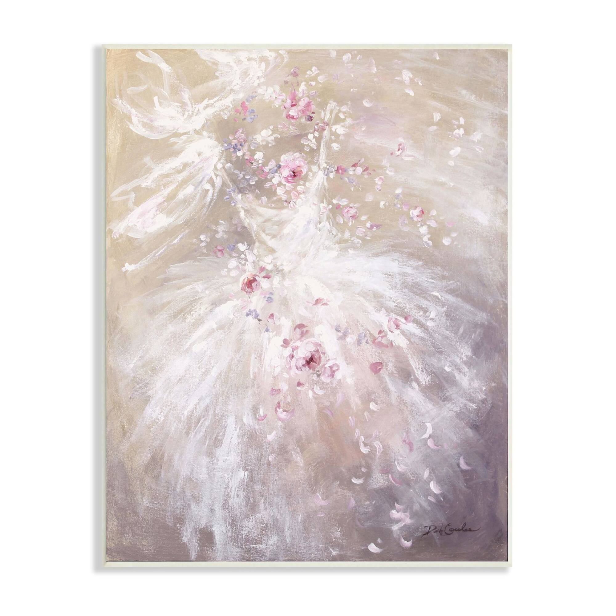Stupell Industries Abstract Prairie White Dress Dancing Pink Roses Wall Plaque